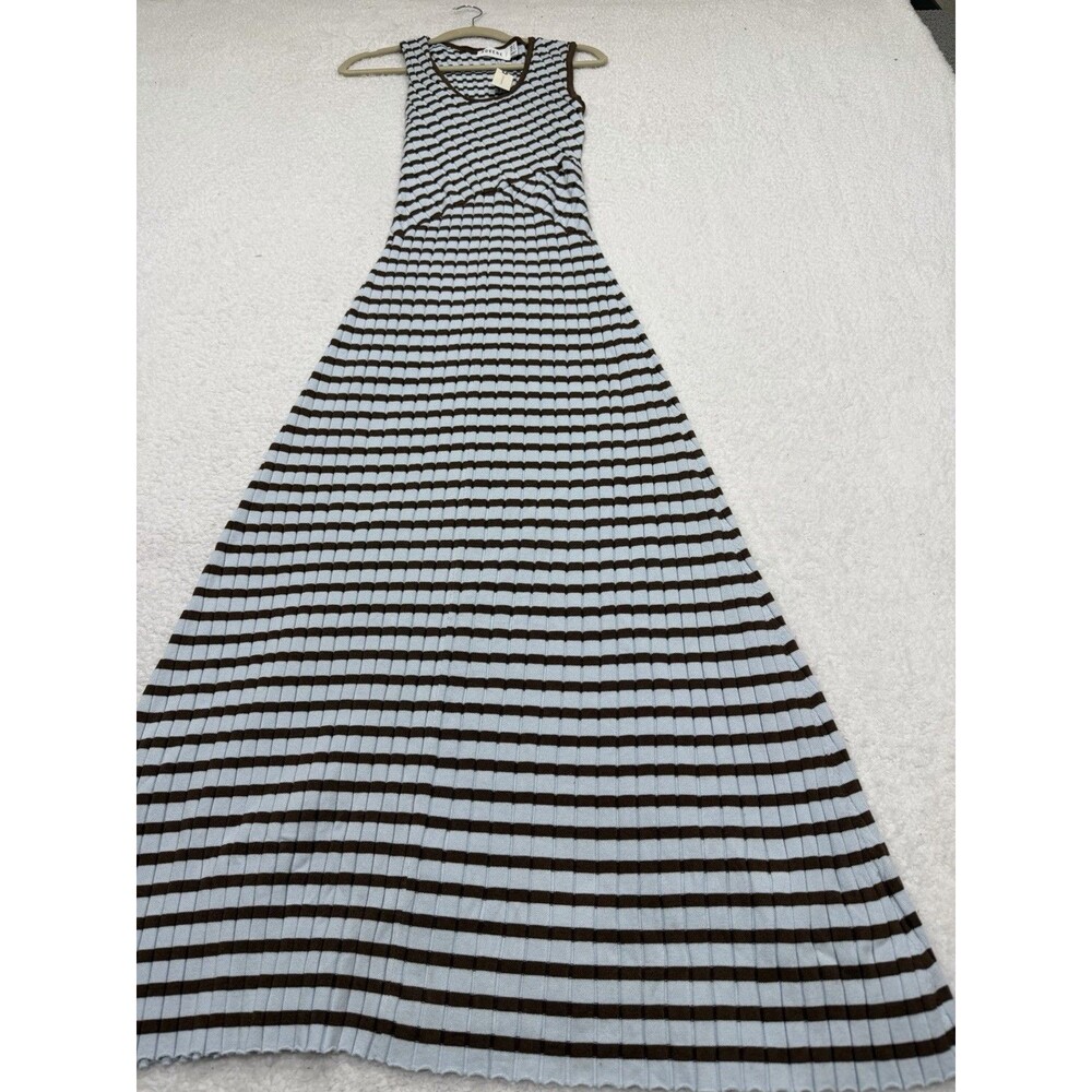 Anthropologie Sovere Maxi Dress Blue Solene Fitted Vacay Preppy Boho Medium NWT - Picture 2 of 12